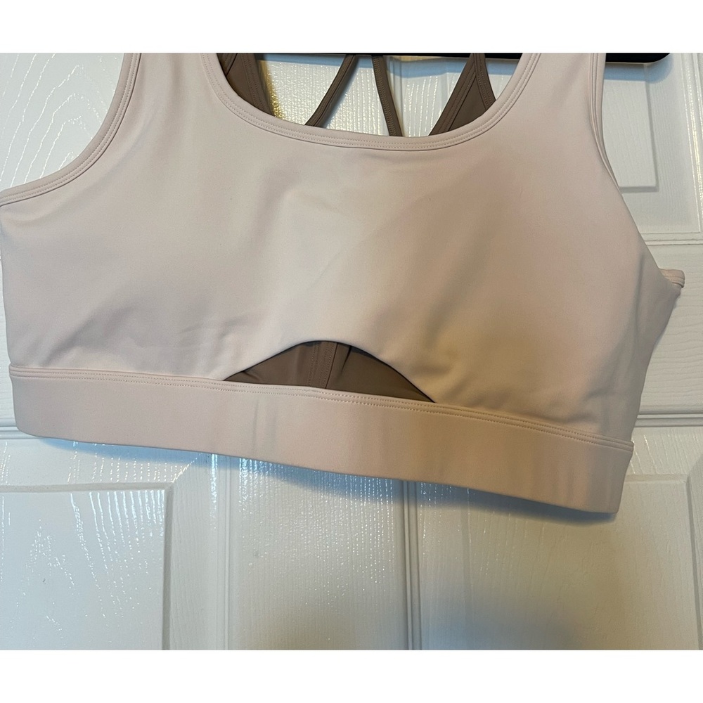 ZYIA Active Sports Bra Cream Brown color with removable padding.
